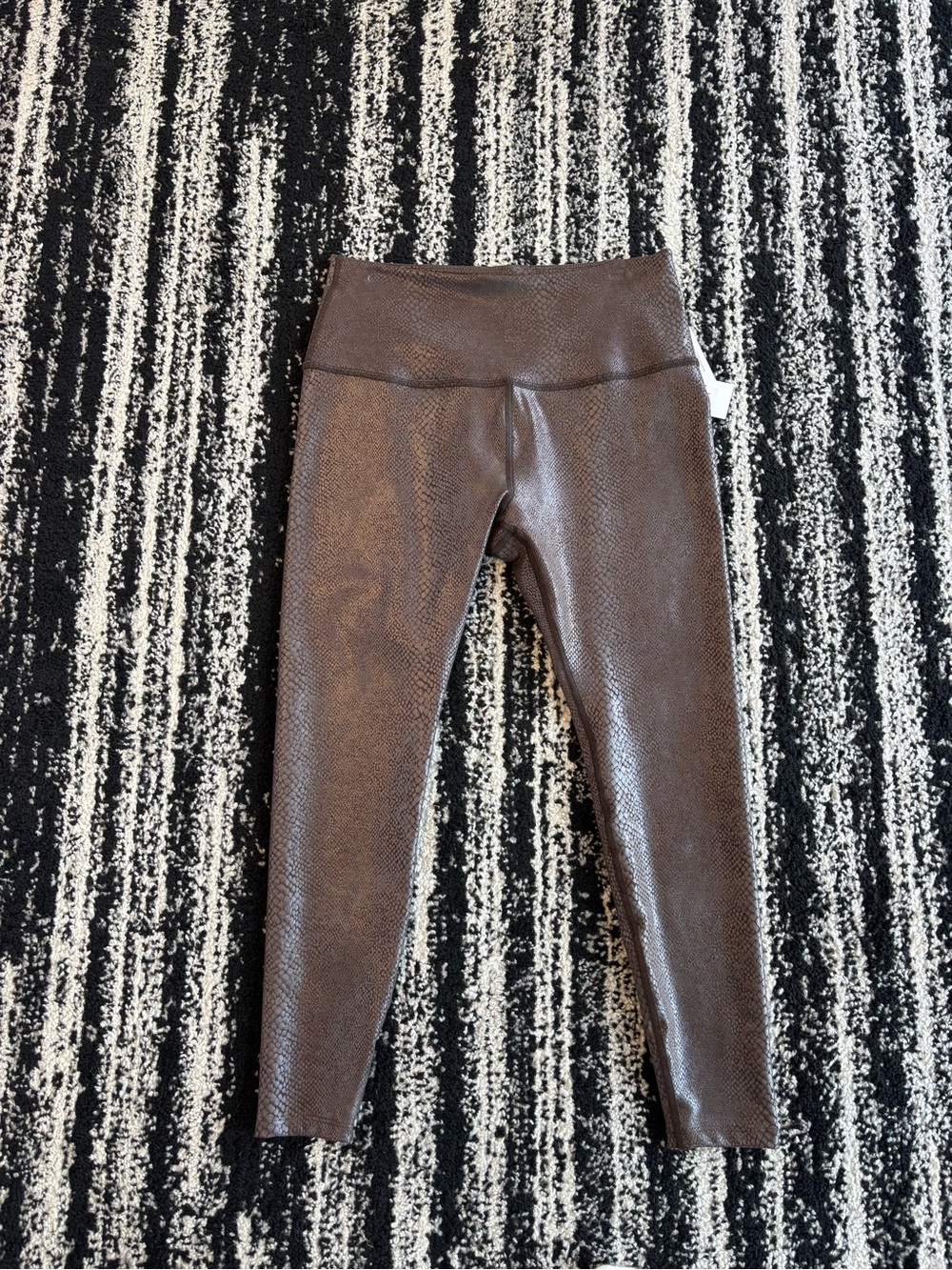 Beyond Yoga Brown Faux-Leather High-Waist Leggings